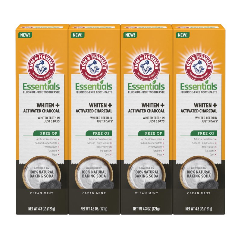 Fluoride-Free Activated Charcoal Toothpaste - 4 Pack, Clean Mint