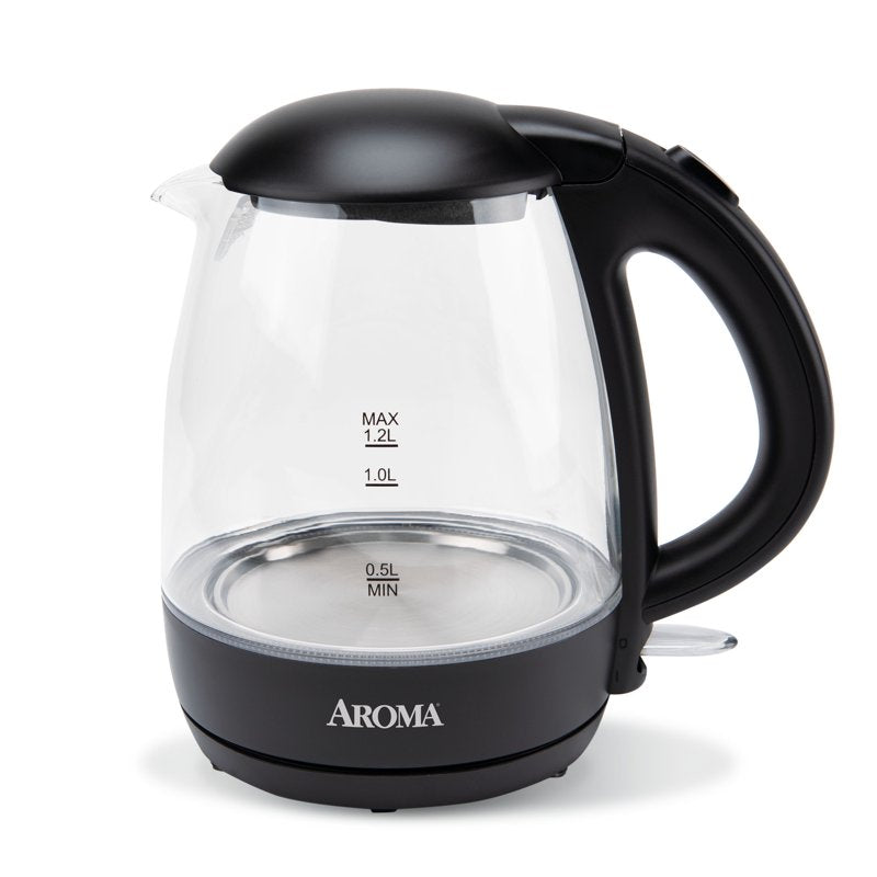 Electric Glass Kettle - 1.2L / 5-Cup Capacity, Black