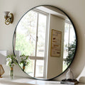 30-Inch Round Bathroom Wall Mirror - Modern Vanity Mirror with Black Frame, Variations Include 30" x 30"