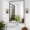 Bathroom Wall Mirror 32x24 inches Rectangular Black Metal Frame Vanity Mirror