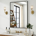 Bathroom Wall Mirror 36x24 Black Rectangular Vanity Mirror with Metal Frame - AUROMIR