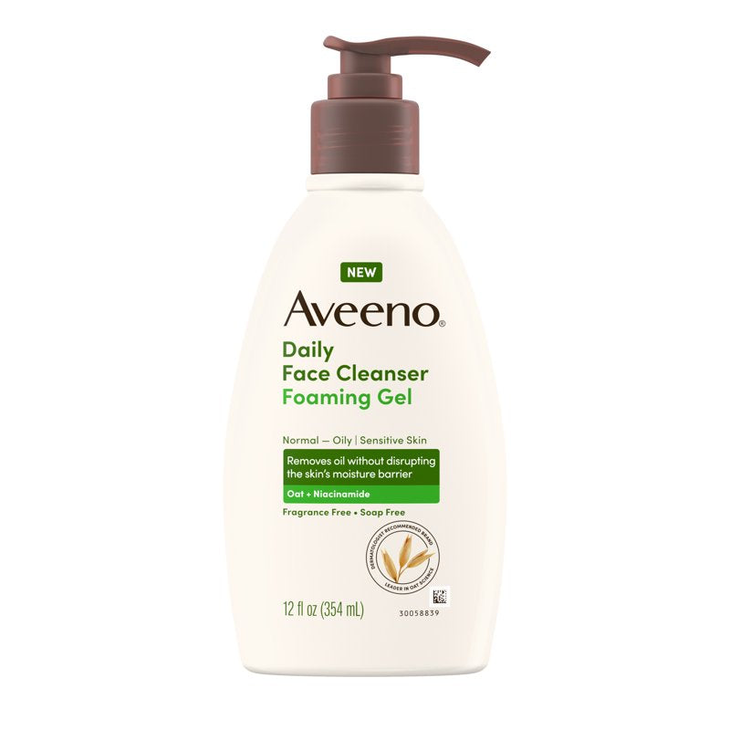 Daily Foaming Gel Facial Cleanser with Oat and Niacinamide, 12 Fl Oz