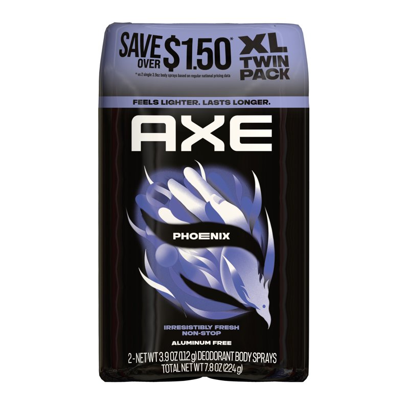 Phoenix Body Spray for Men - 48-Hour Odor Protection - 3.9 oz Twin Pack