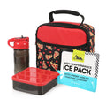 Insulated Lunch Box Combo with Food Container, Water Bottle & Ice Pack - Red Pizza