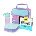 Insulated Lunch Box Combo with Container, Bottle & Ice Pack - Purple