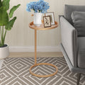 14-Inch Round Soft Gold Metal Tray C Table - Small Space Friendly