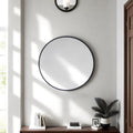 20-Inch Black Round Wall Mirror - Aluminum Framed Vanity Mirror