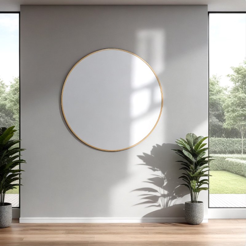 36-Inch Gold Round Wall Mirror - Modern Aluminum Framed Vanity Mirror - Variation of THIS listing