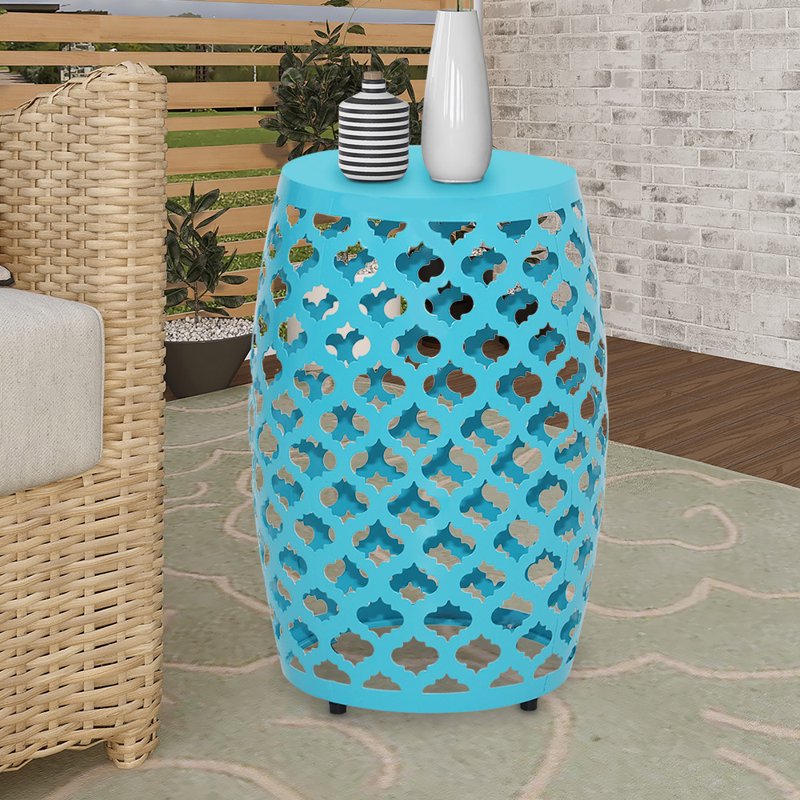 Geometric Iron Side Table - Modern Indoor & Outdoor Use