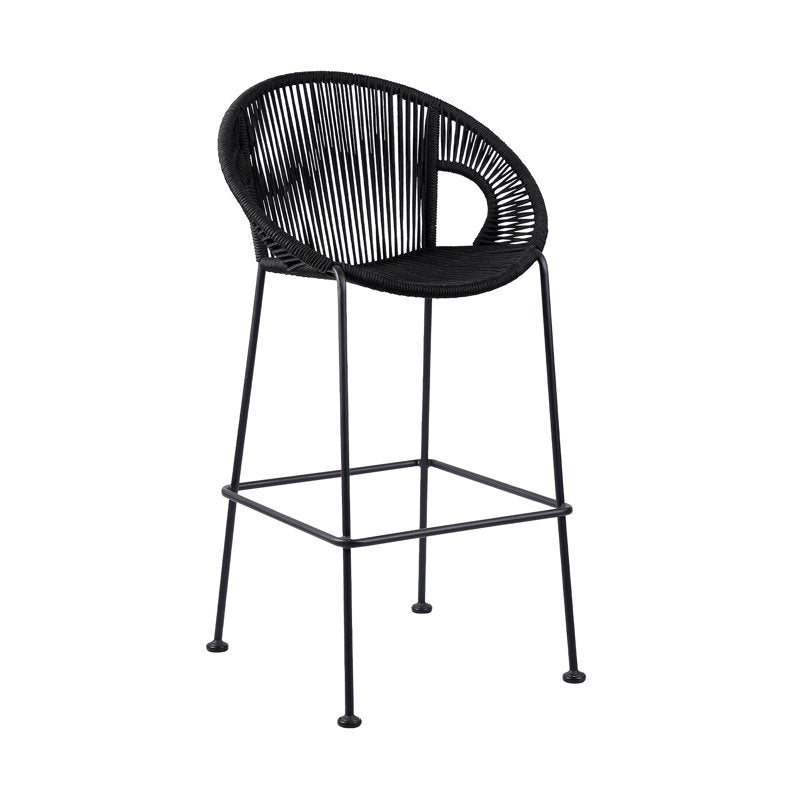 26" Acapulco Indoor Outdoor Steel Bar Stool with Black Rope