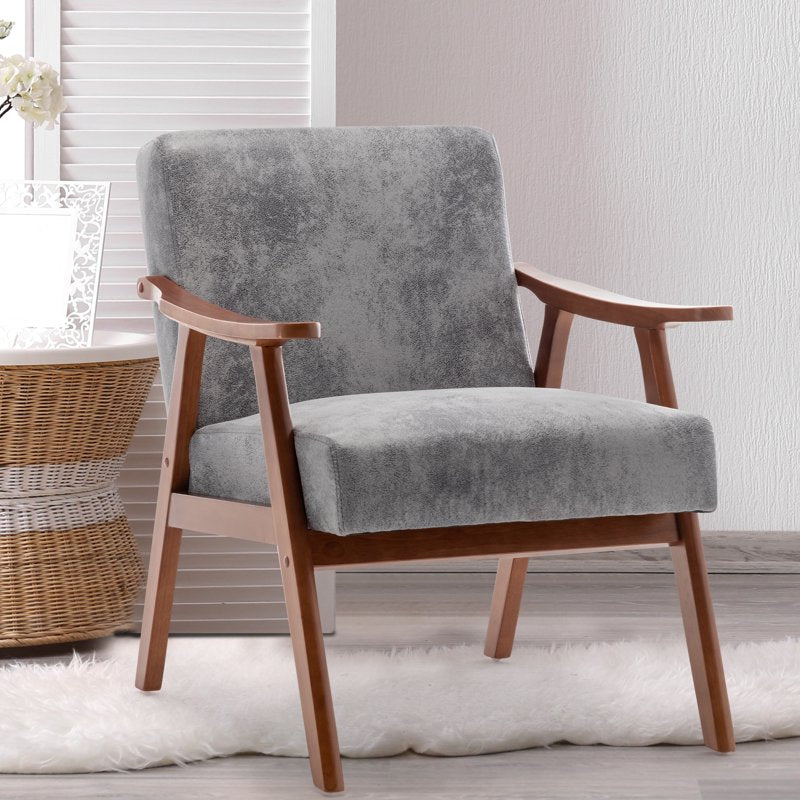 Mid-Century Modern Accent Chair with Solid Wood Legs - Multiple Colors