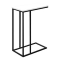 C-Shaped Accent Table - Modern White End Table with Metal Base