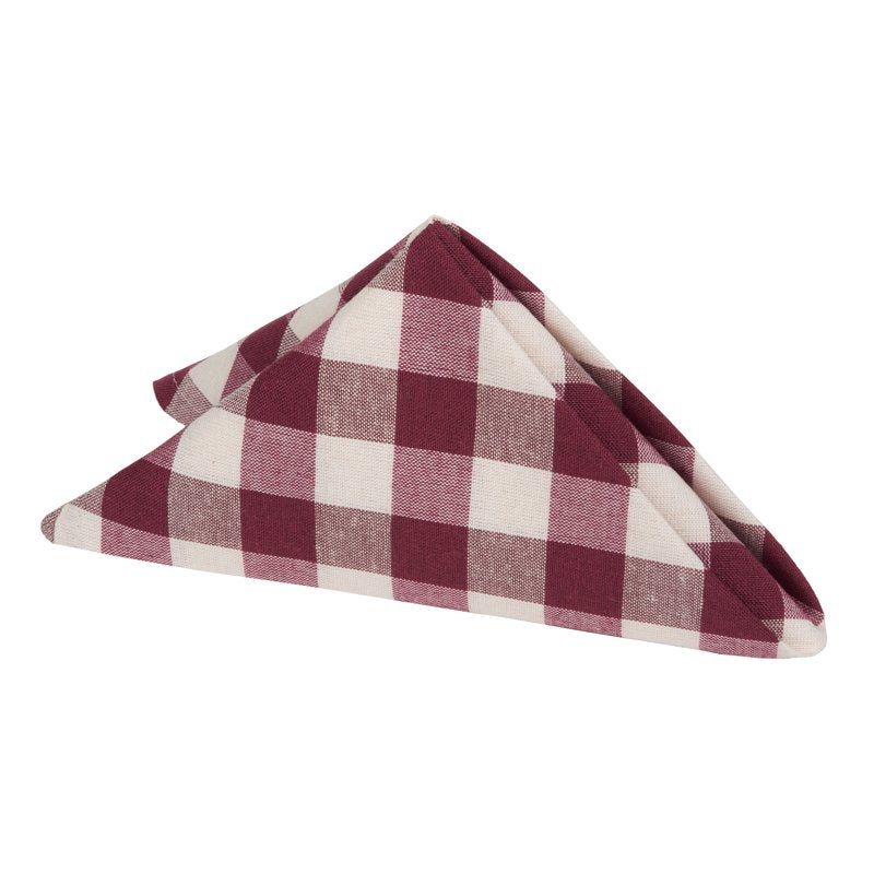 Buffalo Check Dinner Table Napkins - Burgundy - Set of 4