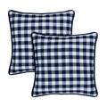 Navy Buffalo Check Plaid Throw Pillow Covers - 18x18 Inches, Set of Two