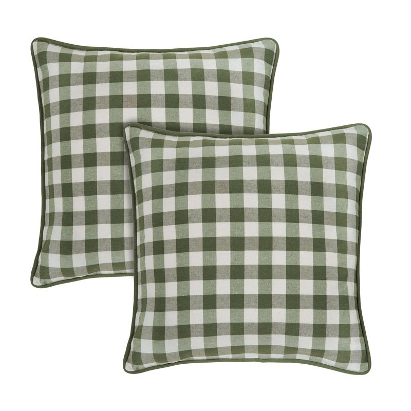 Achim Green Buffalo Check Polyester/Cotton Throw Pillow Covers 18x18 Set of 2 - Modern Home Decor