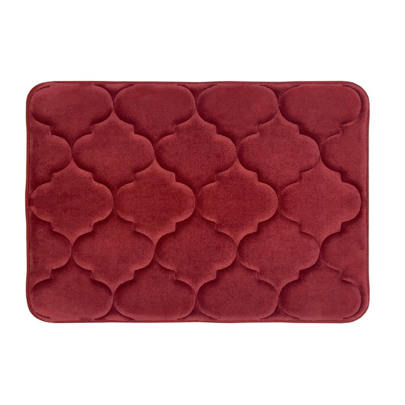 Memory Foam Bath Mat Burgundy 17 x 24 Inches Non-Slip Absorbent