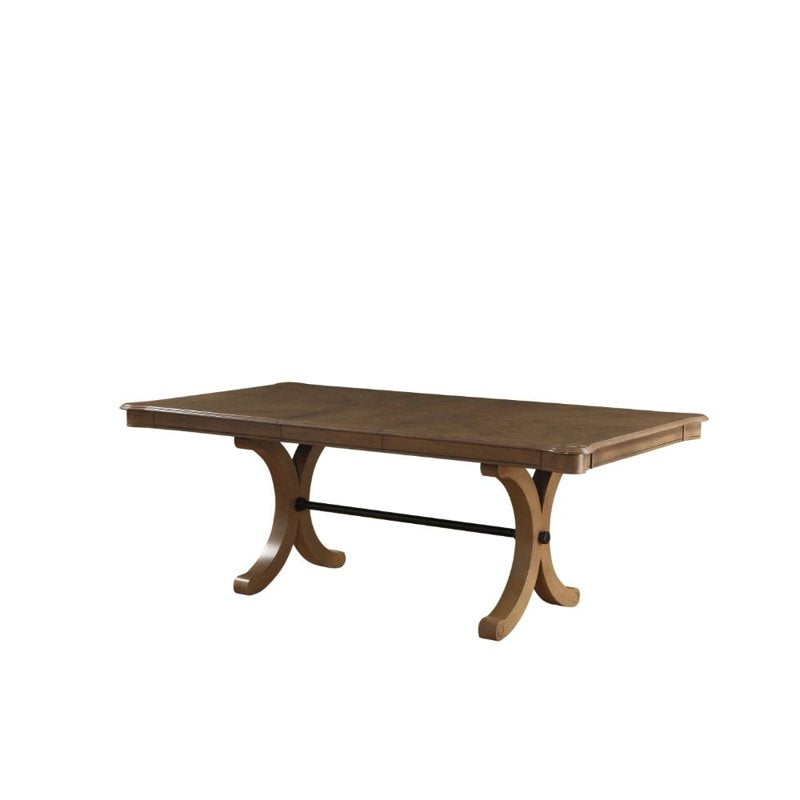 Gray Oak Rectangular Extendable Dining Table with X Base