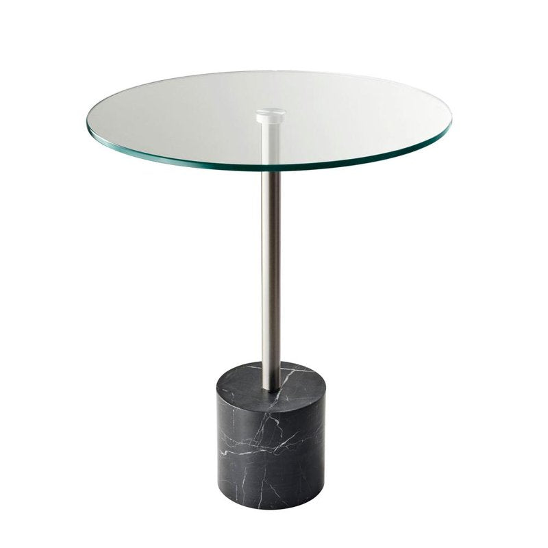 Sleek Steel End Table with Black Marble Base - Blythe