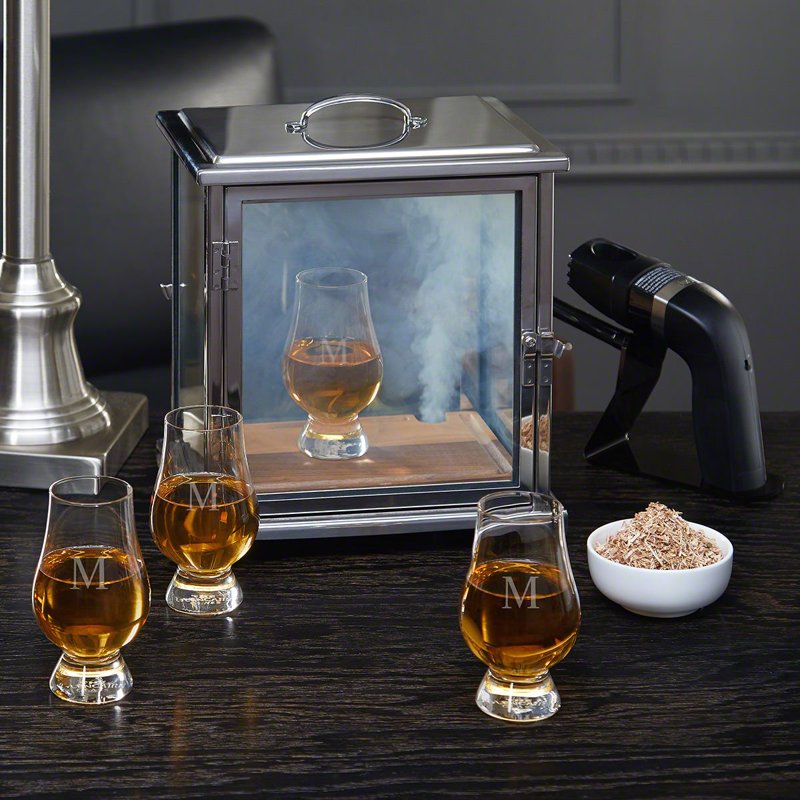 Advanced Whiskey Smoke Box Kit with Engraved Glencairn Glasses