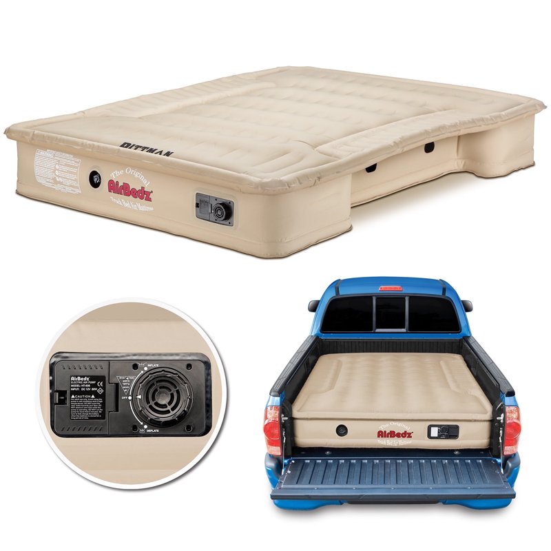 Full Size Truck Bed Air Mattress with Rechargeable Pump - Tan, 68x63.5x12 Inches