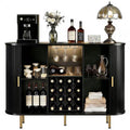 55" Wine Bar Cabinet with Storage & LED Lights - Black