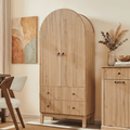 Fluted Arched Pantry Storage Cabinet - 71" Tall, Natural