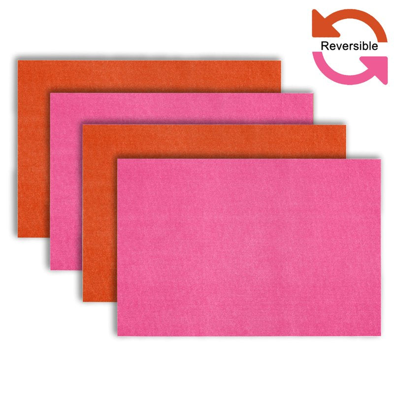 Textured Faux Leather Placemats - Set of 4, 12x18 in - Magenta/Orange
