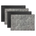 Textured Faux Leather Placemats - Set of 4, Reversible, Non-Slip, 12x18 in - Black
