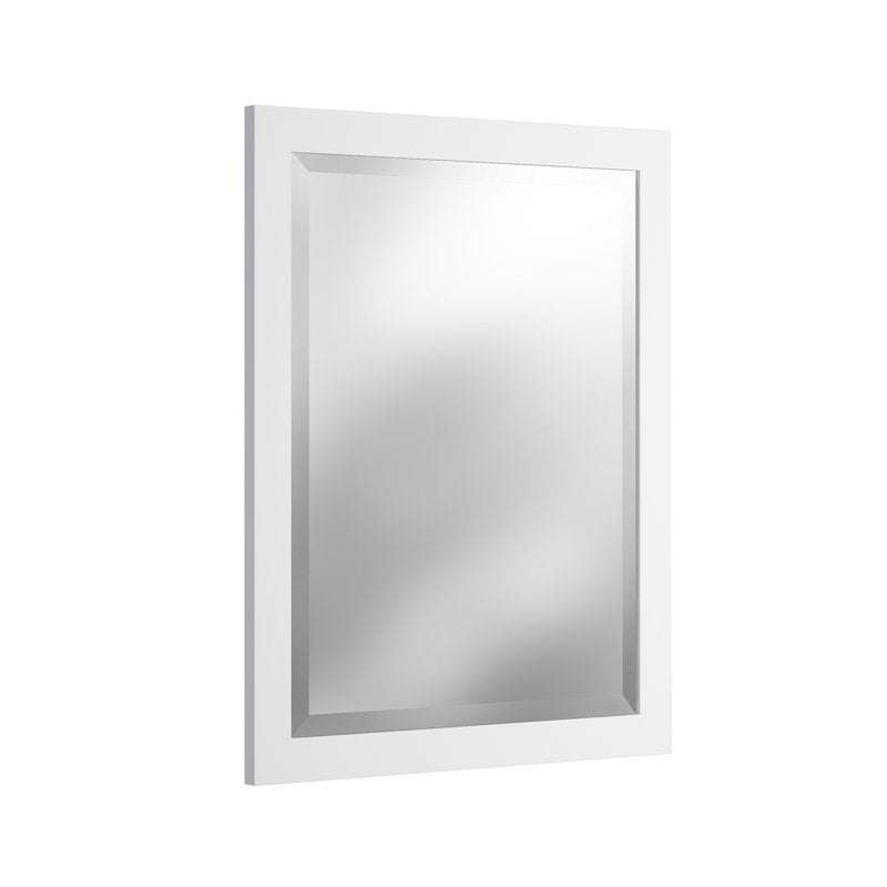 White Bathroom Vanity Mirror 24x30 Inch Wall-Mounted Rectangular Beveled Glass