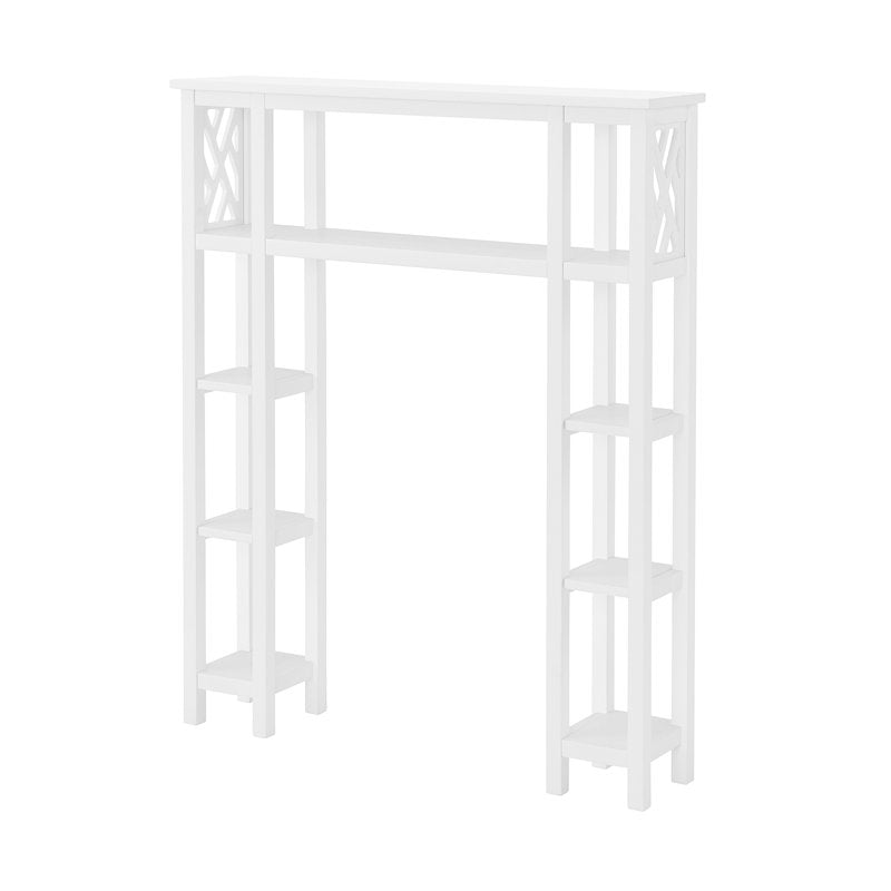 Over Toilet Bathroom Shelving Unit with Open Side Shelves, White Finish