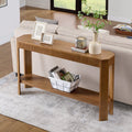 Fluted Wood Console Table - 56 Inch Entryway Table with Storage Shelf