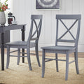 Rubberwood Cross Back Dining Chairs - Set of 2, Gray