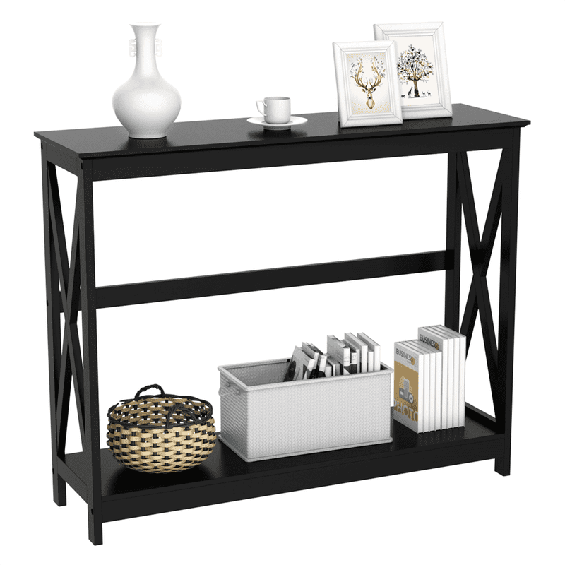 2-Tier X-Design Console Table with Shelf - Multiple Colors