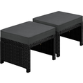 2-Pack Wicker Ottomans with Removable Cushion for Outdoor Use