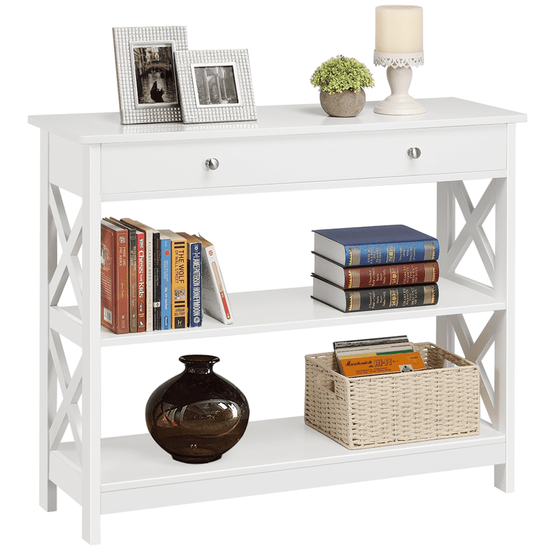3-Tier Modern Console Table with Storage Drawer - Multiple Colors