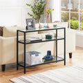 3-Layer Modern Tempered Glass Console Table - Black