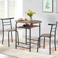 3-Piece Wooden Dining Set with Round Table & Chairs - Drift Brown