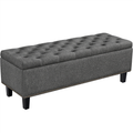 Modern Tufted Storage Bench - 49in, Dark Gray, Entryway & Bedroom