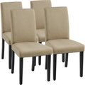 Fabric Upholstered Dining Chairs Set of 4 - Khaki