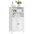 5-Tier Wooden Bathroom Floor Cabinet with Adjustable Shelves - White Storage Furniture