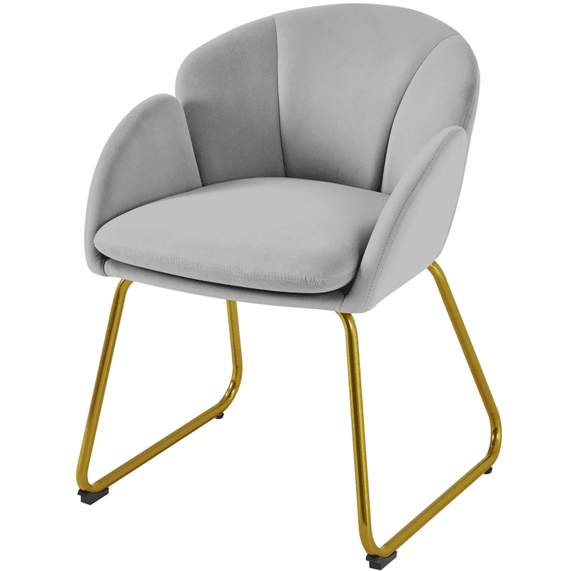 Glam Velvet Accent Chair with Golden Metal Legs - Gray