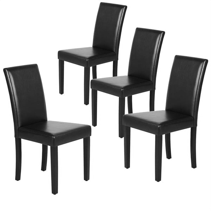 High Back Padded Tufted Dining Chairs Set of 4 - Black