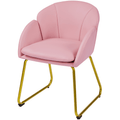 Modern Faux Leather Accent Chair with Gold Metal Legs - Pink