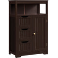 Wooden Bathroom Storage Cabinet with Open Shelving - Espresso - Alden Design