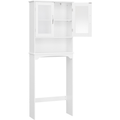 White Over-the-Toilet Bathroom Storage Cabinet with Open Shelf - Modern Freestanding Design