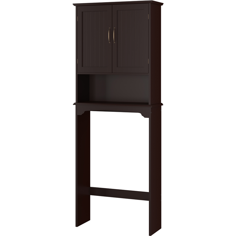 Espresso Wooden Over-the-Toilet Bathroom Shelf with 3 Shelves - Space Saving Storage