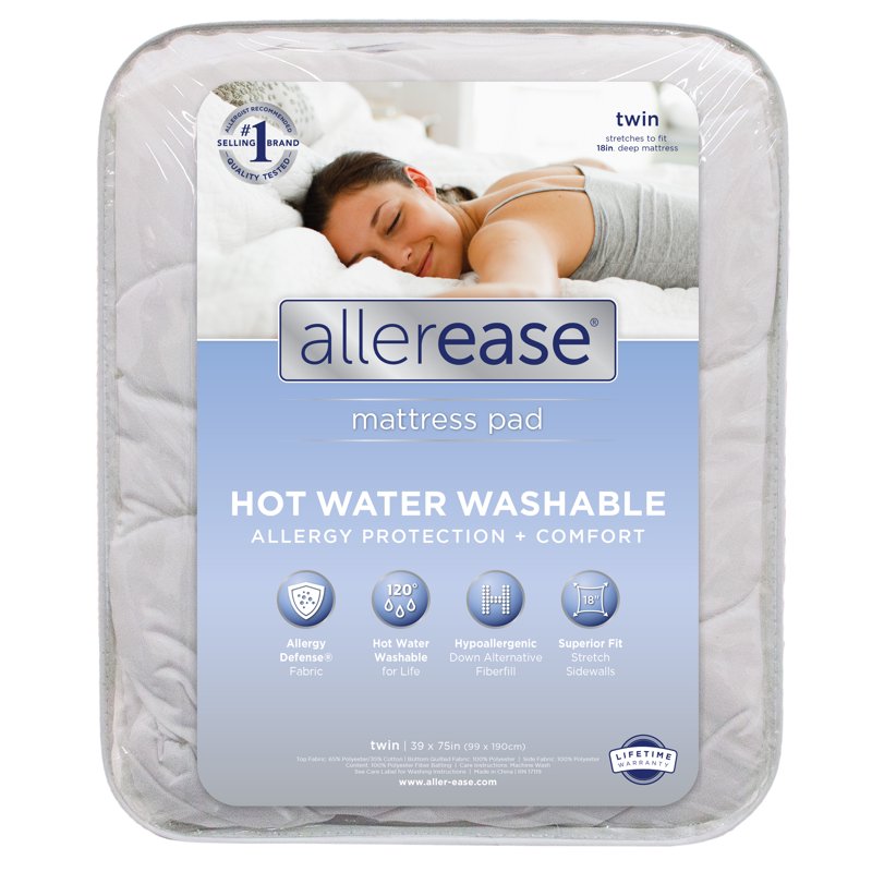 AllerEase Full Mattress Pad - Fitted Allergy Defense with Down Alternative