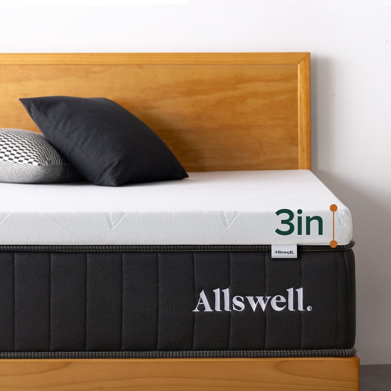 Allswell 3-Inch Gel-Infused Memory Foam Mattress Topper Twin XL - Removable Cover