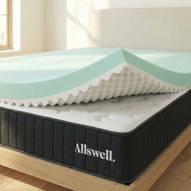 Allswell 4 Inch Memory Foam Mattress Topper Queen with Cooling Diamond Gel