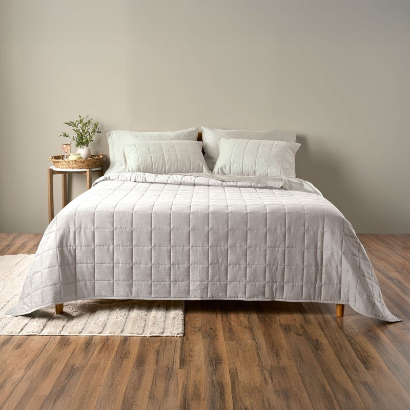 Oversized King Cotton Linen Blend Quilt Set - Bleached Linen, Allswell